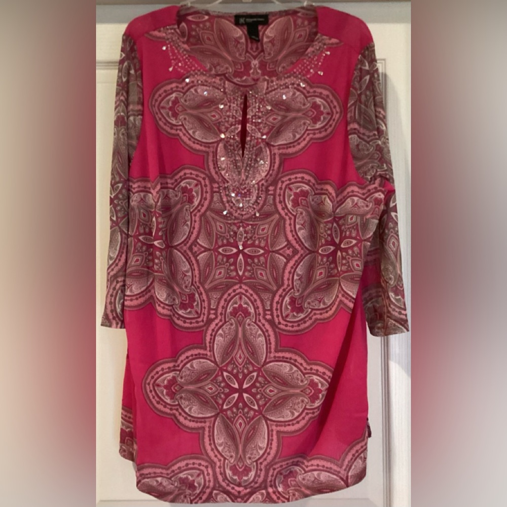 INC International Concepts Sparkly Beaded Pink Tunic Top/Coverup- Size 3X